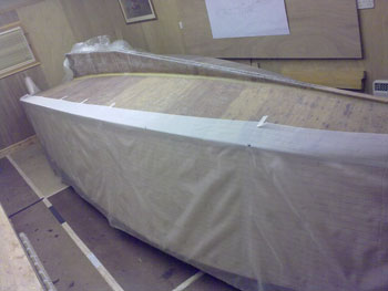 Hull port side with peel ply