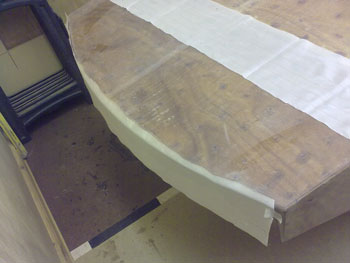 Transom sheathing held in place